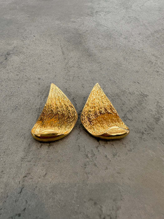 Vintage 1980s Gold Leaf Earrings