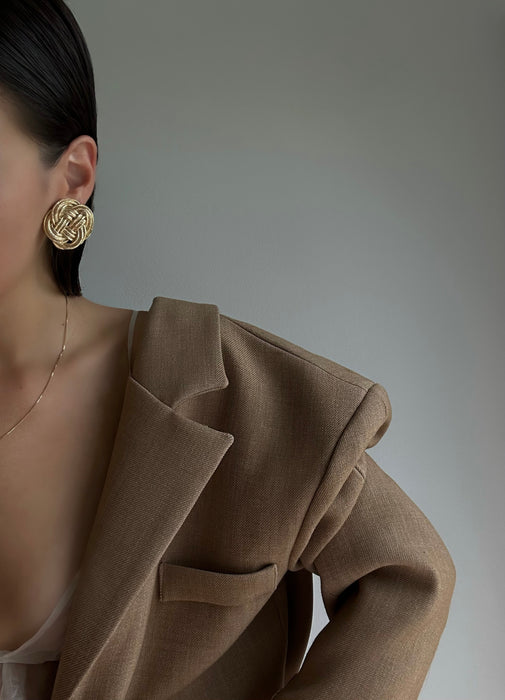 1980s Givenchy Oversized Knot Textured Earrings