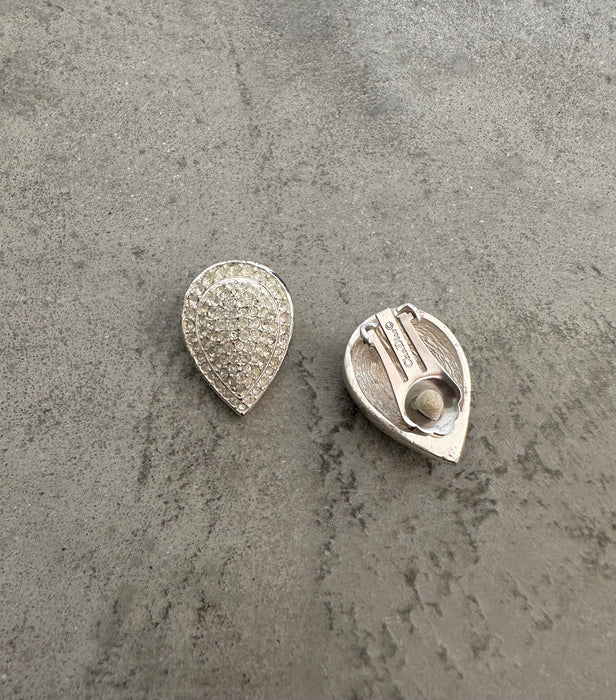 1980s Christian Dior Rhinestones Pear Shape Earrings