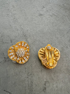 Vintage 90s Floral Gold Crystal Earrings