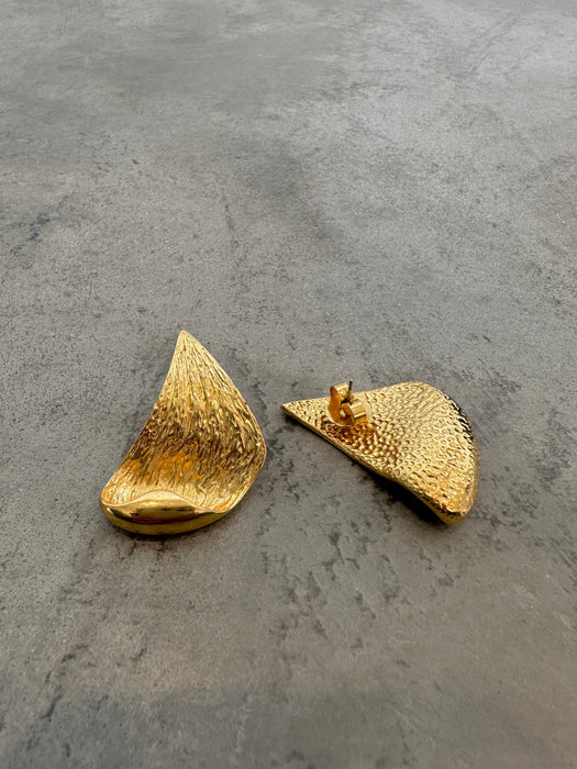 Vintage 1980s Gold Leaf Earrings