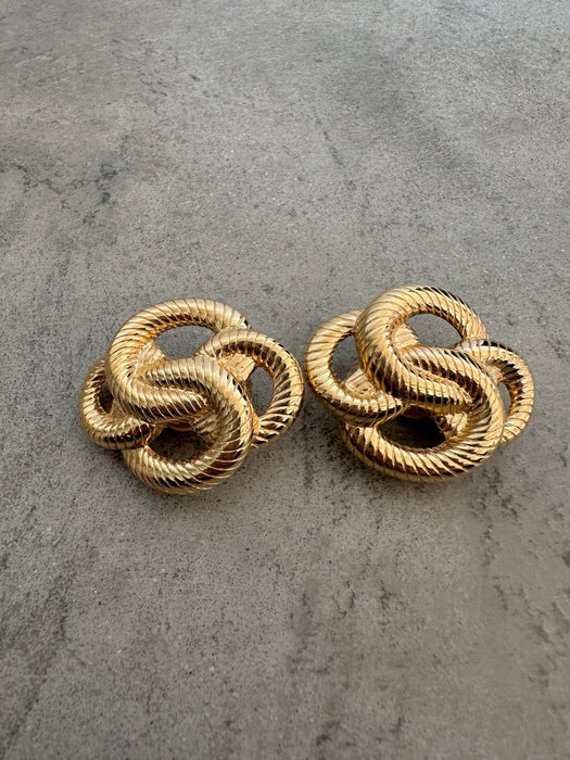 1980s Givenchy Oversized Knot Textured Earrings