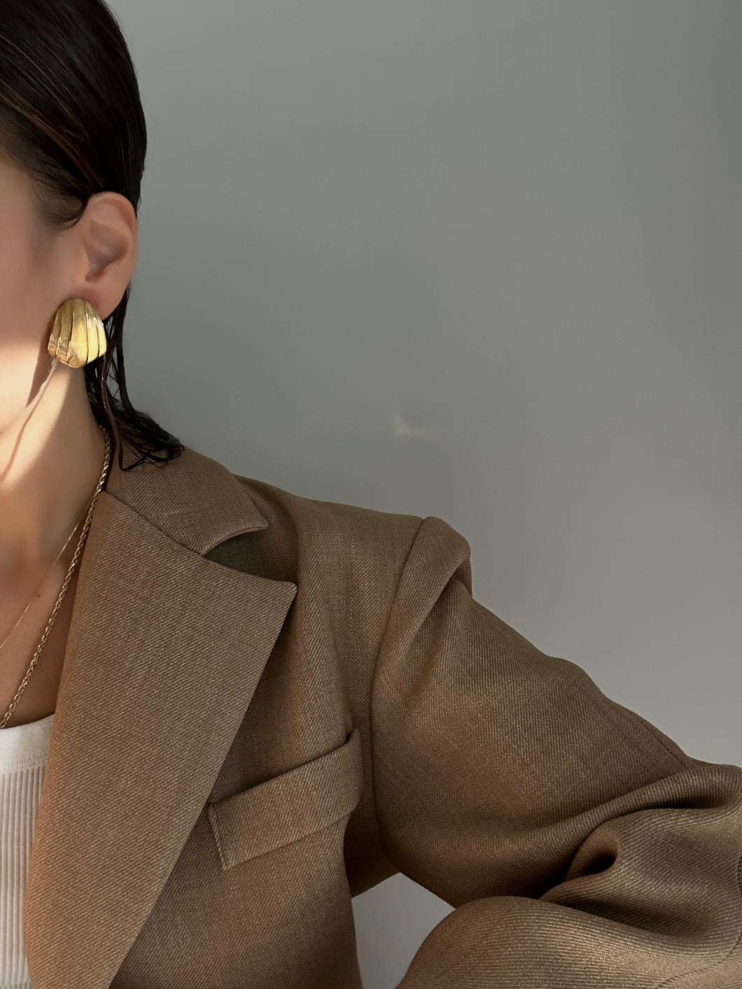 Vintage St.John Beige‎ Marble Enamel Earrings