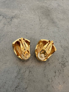 Vintage St.John Beige‎ Marble Enamel Earrings