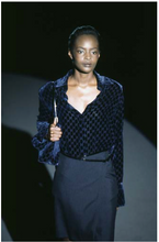 Load image into Gallery viewer, F/W 1997 Gucci by Tom Ford Runway G Logo Buckle Wrap Pinstripe Skirt
