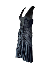 Load image into Gallery viewer, Versace F/W 2006 Plunging Ruched Ruffles Black Dress
