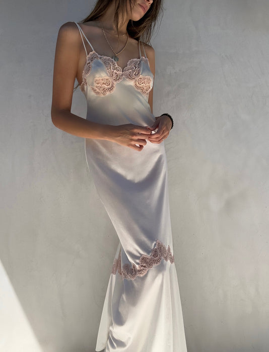 1990's Lace Satin Slip Dress