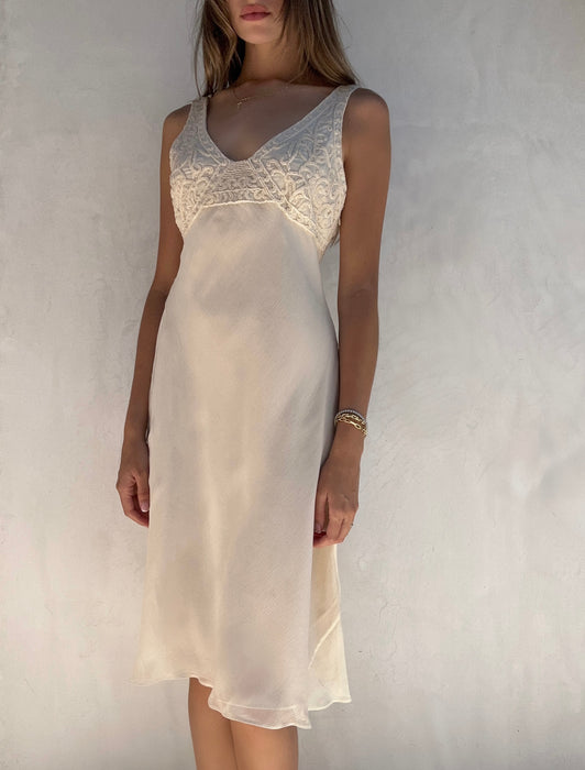 Rare 1990's Calvin Klein Beaded Silk Dress