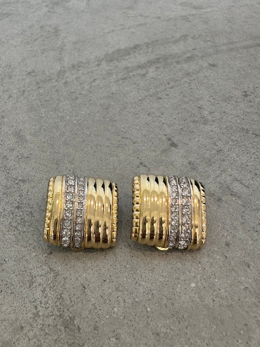Vintage Nina Ricci Large Square Rhinestone Earrings