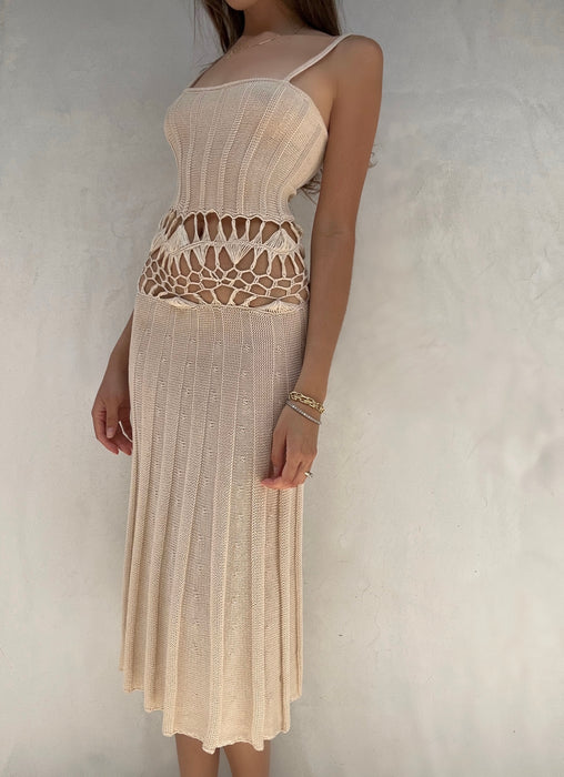 Vintage Knit Cutout Midi Dress