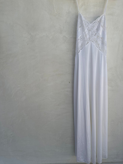 Vintage White Nylon Lace Slip Dress
