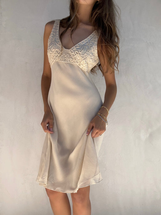 Rare 1990's Calvin Klein Beaded Silk Dress