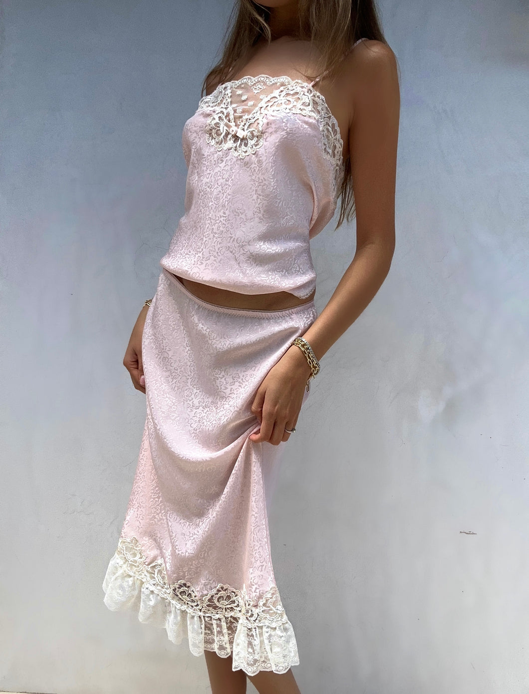 Vintage Christian Dior Saks 5th Ave Beige Lace Shiny Half