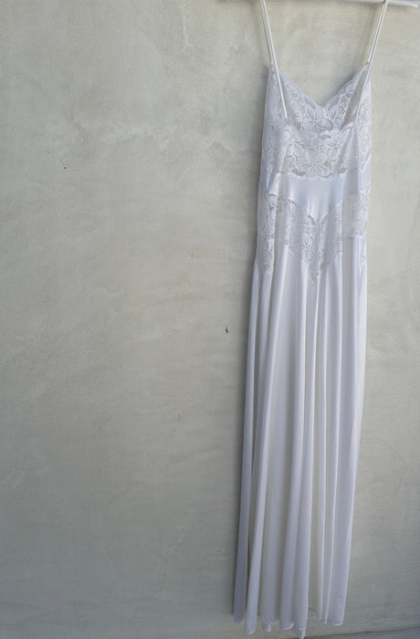 Vintage White Nylon Lace Slip Dress