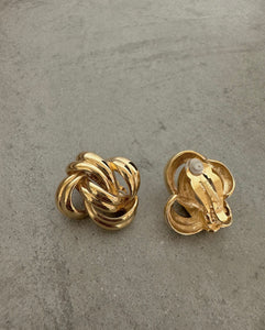 Vintage Givenchy Large Twist Knotted Gold Tone Clip on Earrings