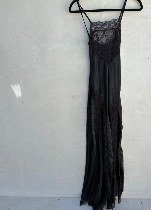 1990's Black Lace Slip Dress
