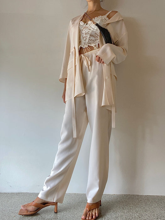 Genny 100% Silk Pant and Blazer Set