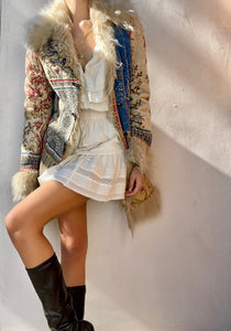 RARE Vintage Just Cavalli Faux Fur Suede Coat