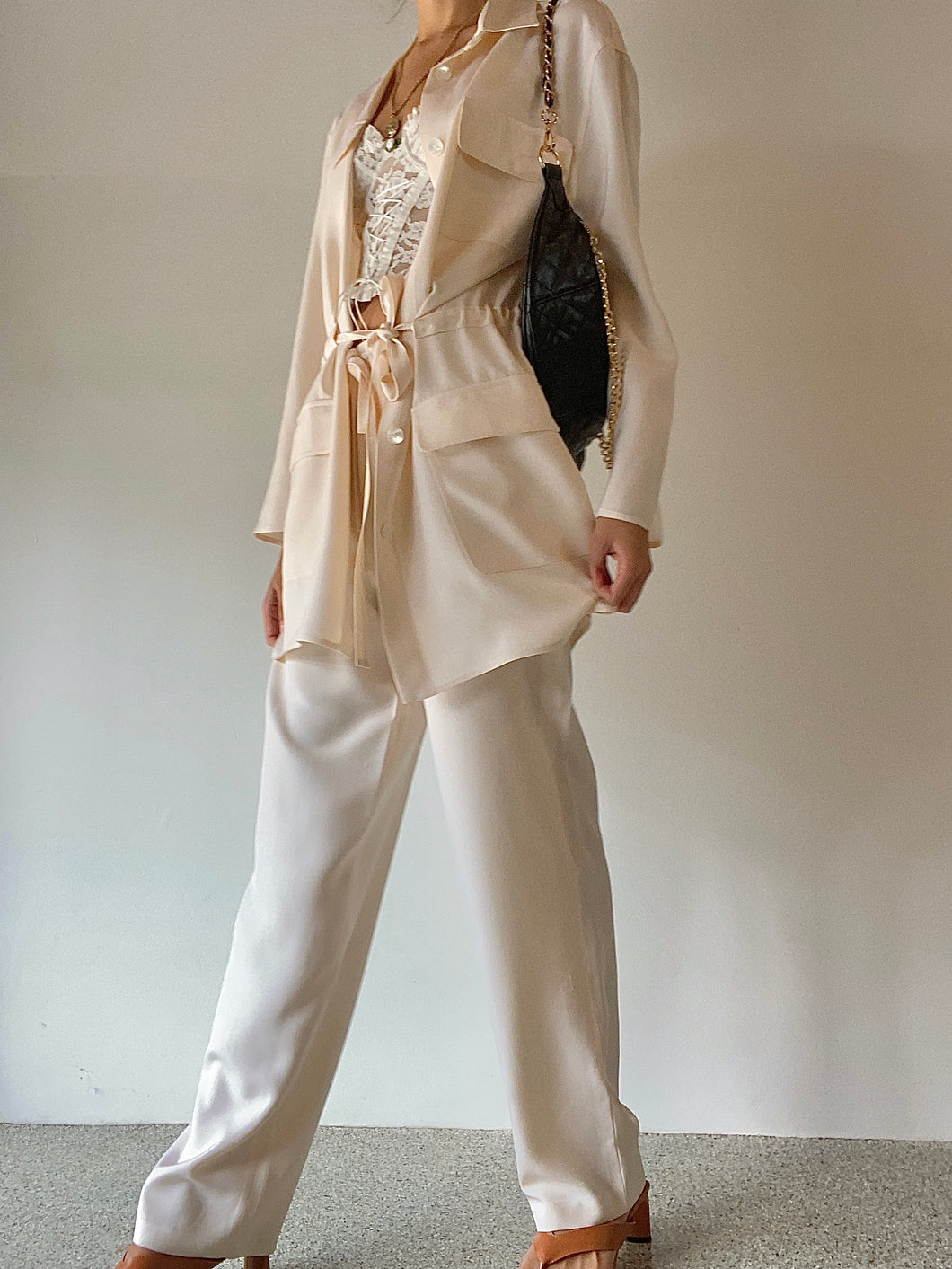 Genny 100% Silk Pant and Blazer Set