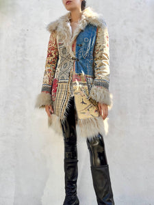 RARE Vintage Just Cavalli Faux Fur Suede Coat