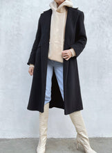 Load image into Gallery viewer, Vintage Long Black Wool Coat
