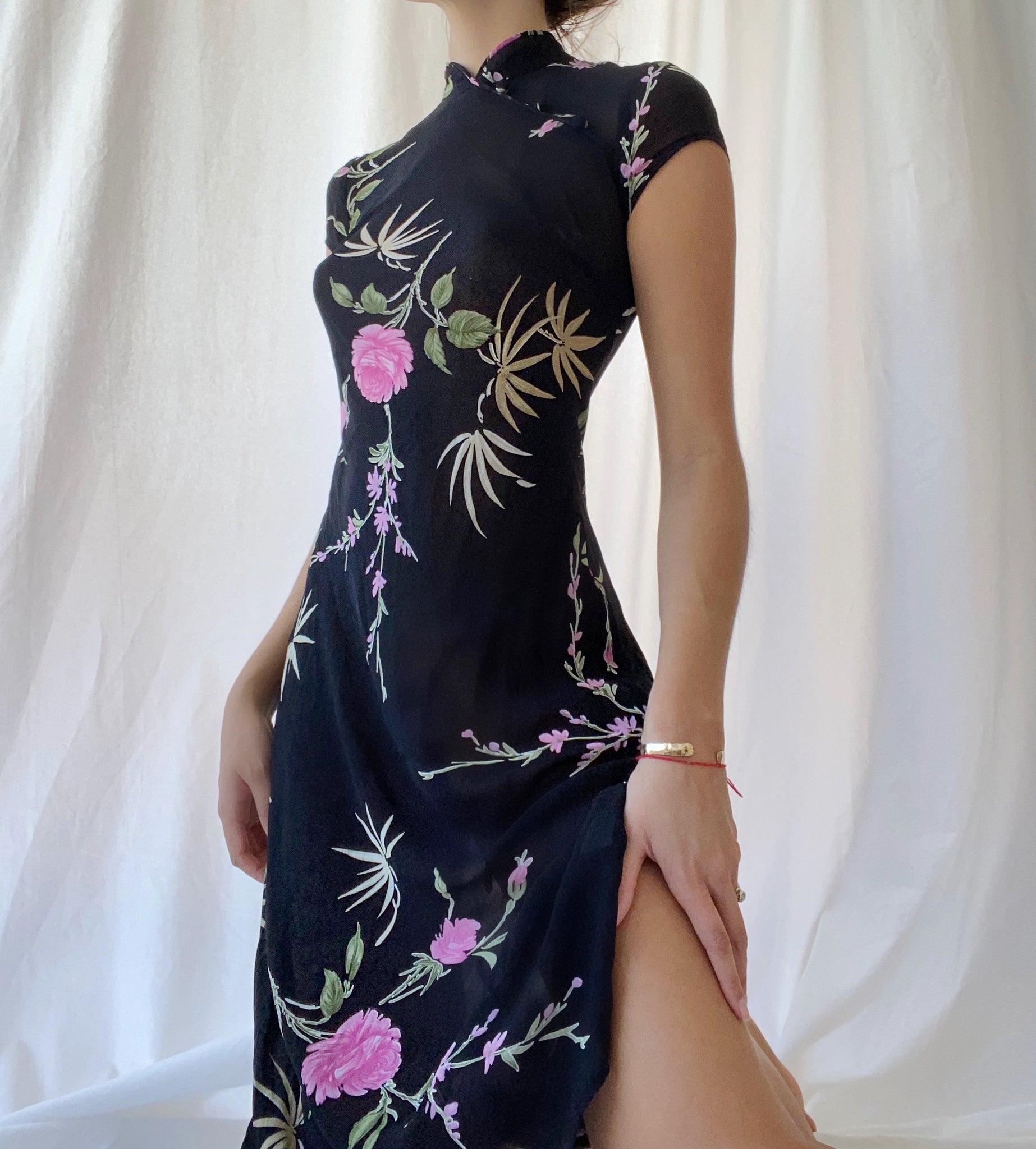 VINTAGE CACHE JAPANESE STYLE FLORAL MAXI DRESS villa amour vintage VINTAGE CACHE JAPANESE STYLE FLORAL MAXI DRESS villa amour vintage