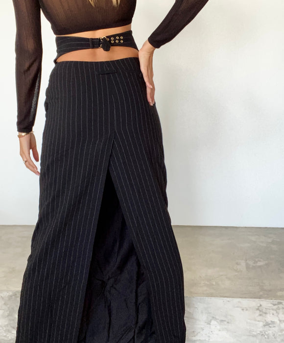 RARE Jean Paul Gaultier Femme Navy Blue Pin Stripe Skirt