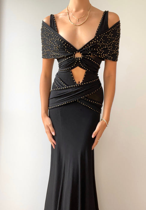 RARE Vintage Donna Karen Studed Cutout Gown