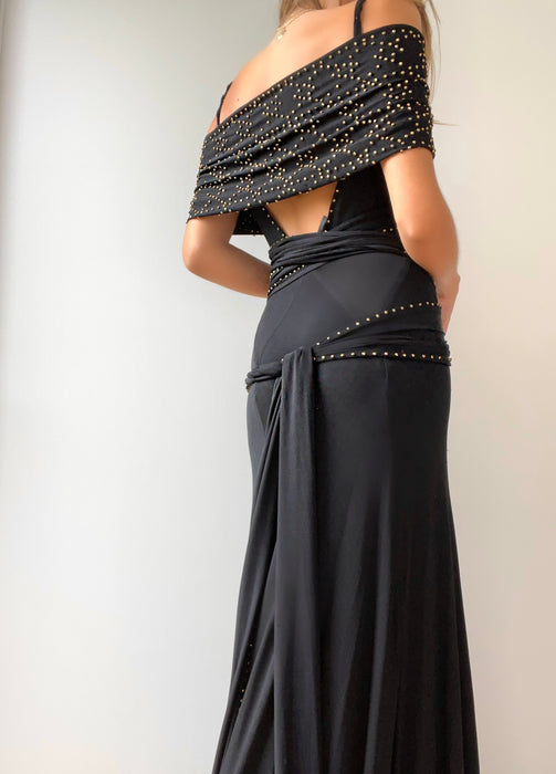 RARE Vintage Donna Karen Studed Cutout Gown