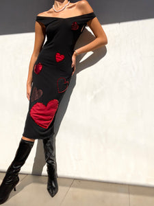 1990s Moschino Heart & Sequin Dress
