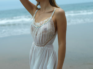 Vintage Sheer Off White Lace Slip