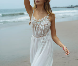 Vintage Sheer Off White Lace Slip