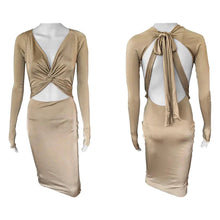 Load image into Gallery viewer, RARE S/S 2005 Gucci Cut Out Gold Tan Backless
