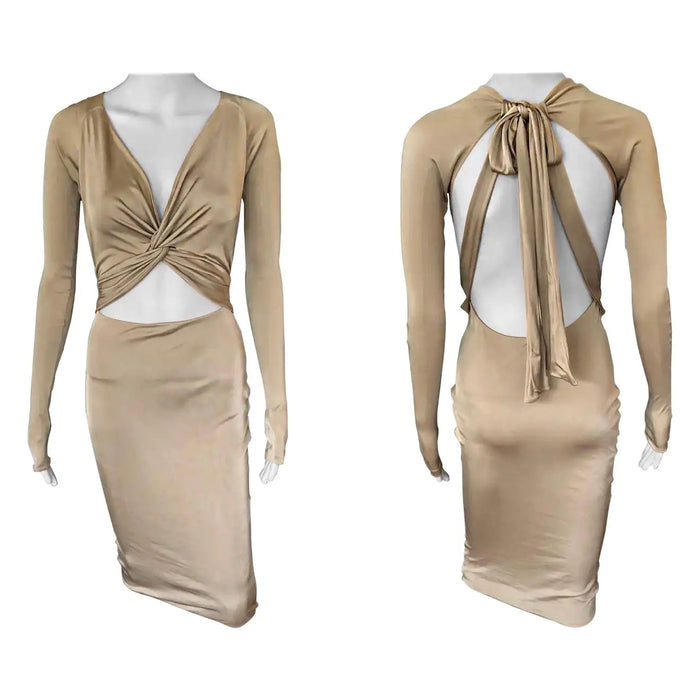 RARE S/S 2005 Gucci Cut Out Gold Tan Backless