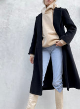 Load image into Gallery viewer, Vintage Long Black Wool Coat
