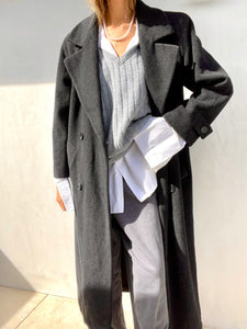 Vintage ANNE KLEIN 100% Wool Gray Long Coat