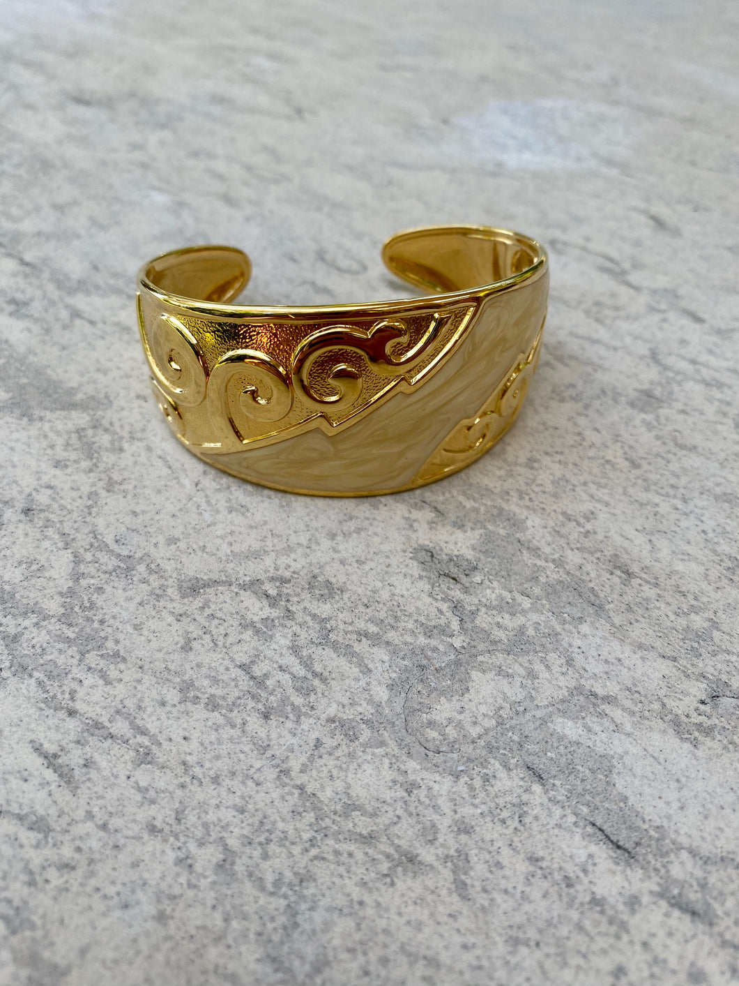 Gold Tone Engraved Cuff
