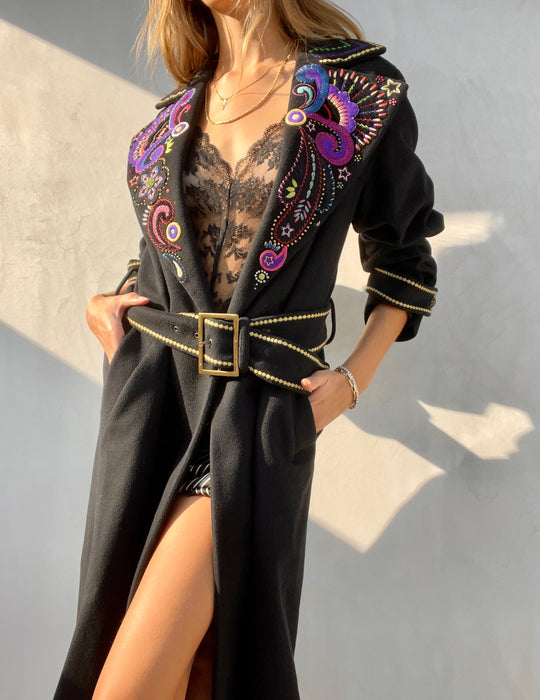 GIANNI VERSACE Printed Coat with Belt