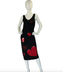 1990s Moschino Heart & Sequin Dress