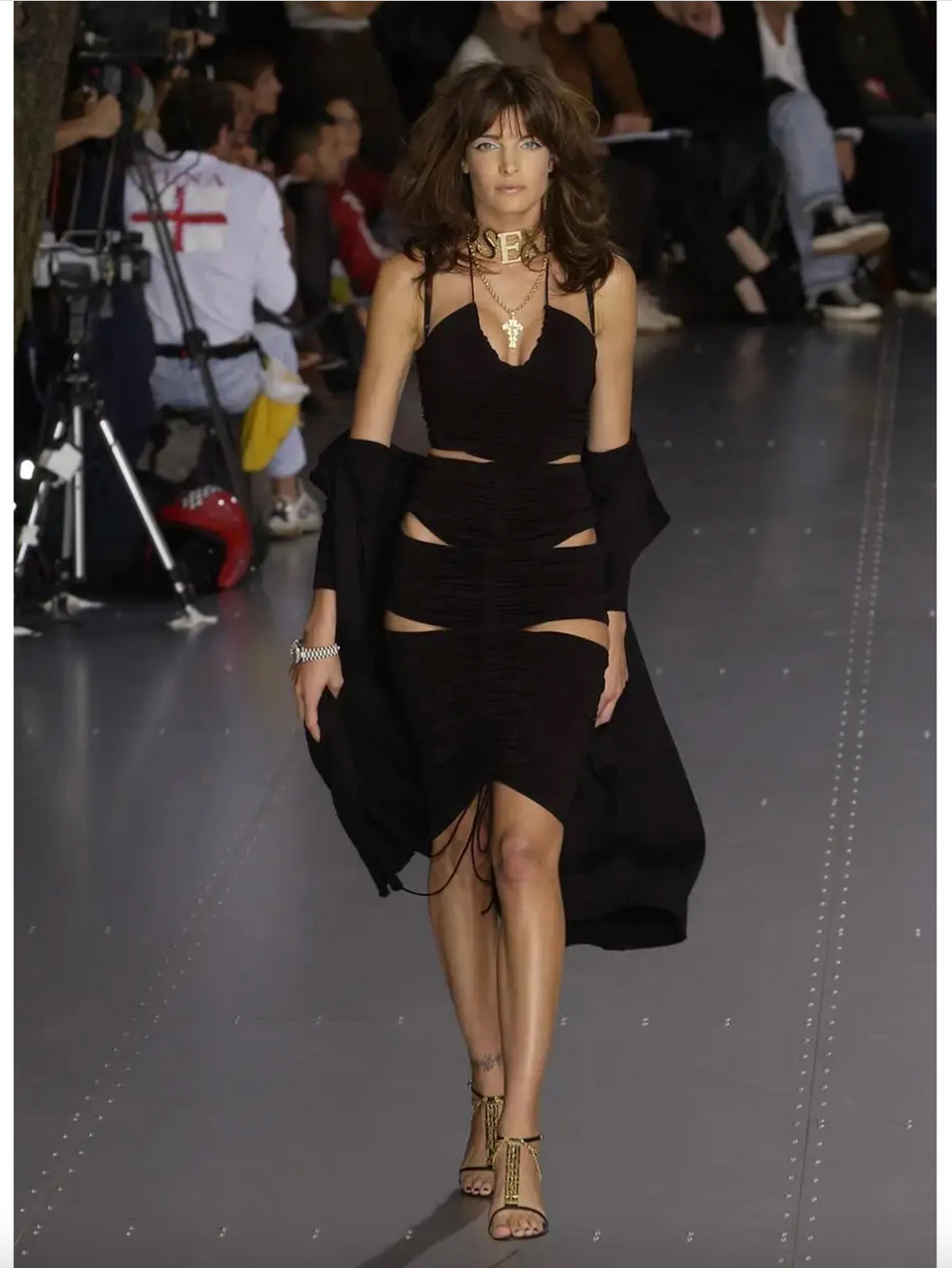 RARE 2003 DOLCE & GABBANA BLACK CUTOUT RUNWAY DRESS LOOK 9