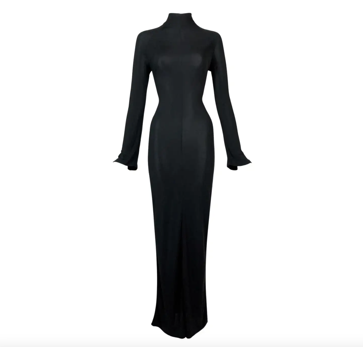 S/S 1998 Gucci by Tom Ford High Neck Black Bodystocking Maxi Dress