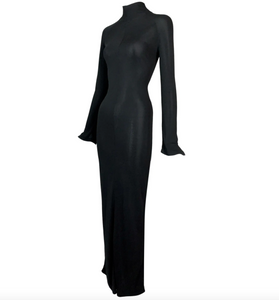 S/S 1998 Gucci by Tom Ford High Neck Black Bodystocking Maxi Dress