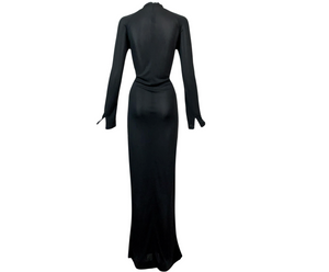 S/S 1998 Gucci by Tom Ford High Neck Black Bodystocking Maxi Dress
