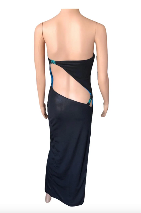 Vintage Gianni Versace S/S 1998 Runway Wet Liquid Look Cutout Gown