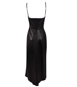 F/W 1998 Gianni Versace Runway Black Leather Long Gown