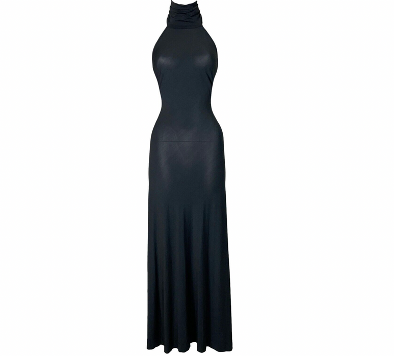 Vintage 1996 Dolce & Gabbana Backless High Neck Black Gown