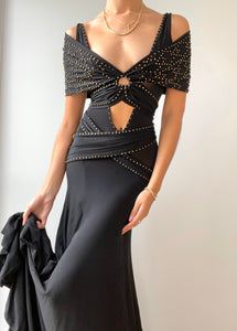 RARE Vintage Donna Karen Studed Cutout Gown
