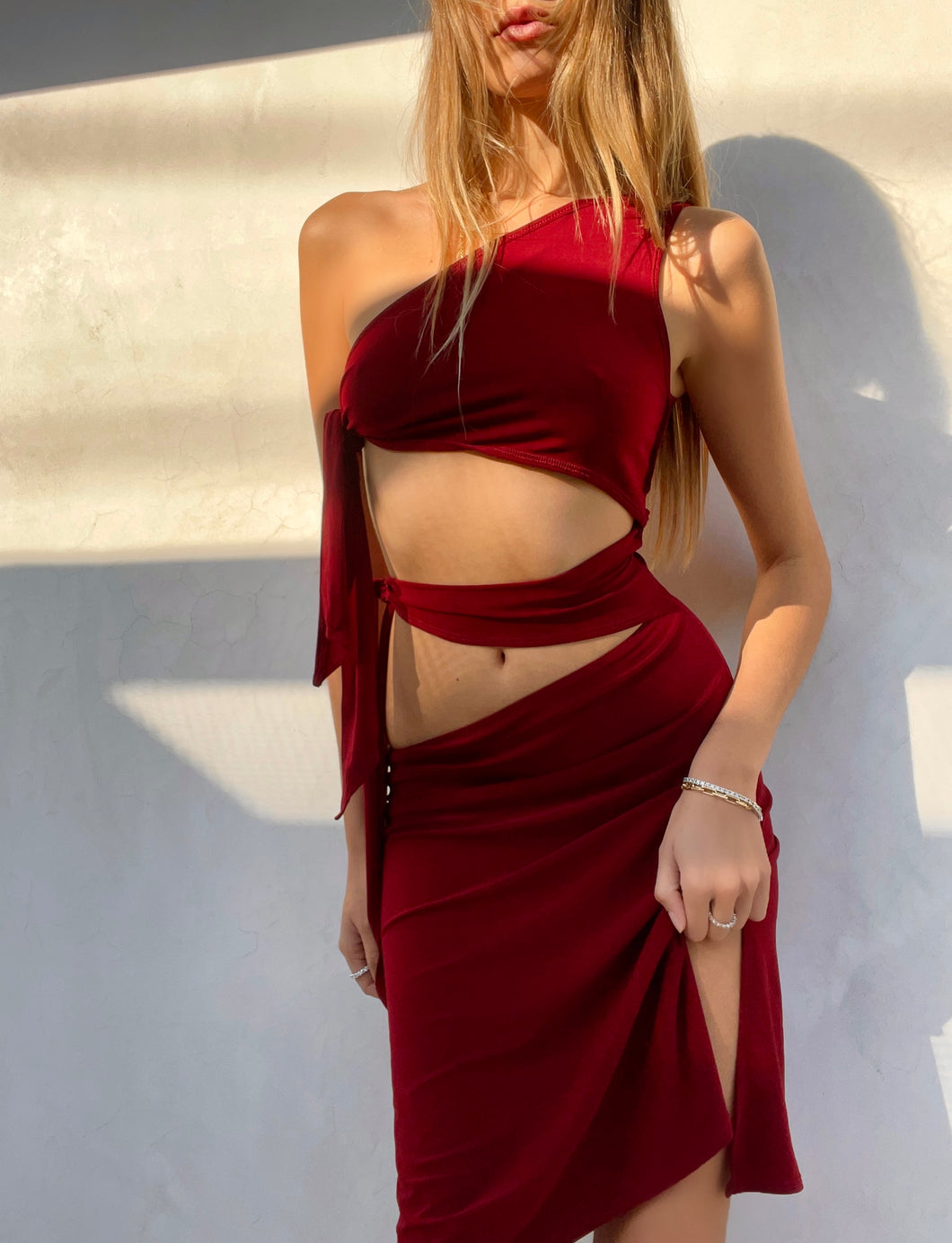 Vintage Burgundy Cutout Dress