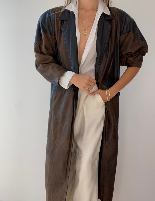 1990's Leather trench Jacket
