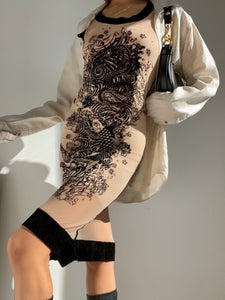 Vintage Jean Paul Gaultier Koi Fish Tattoo Sheer Mesh Dress